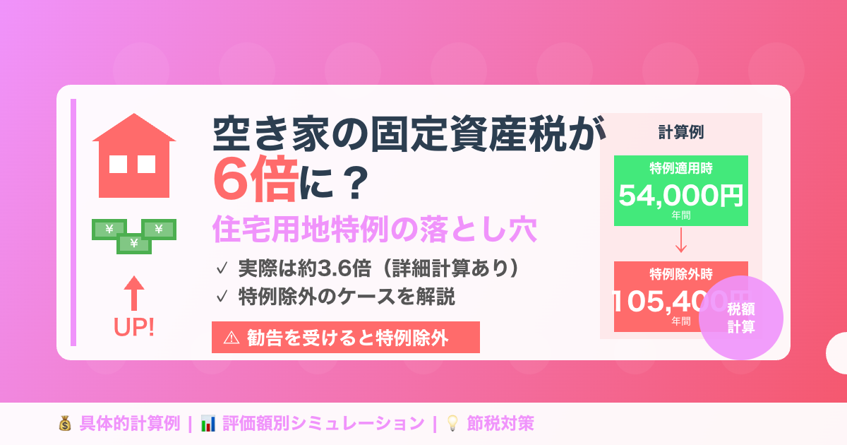 空き家の固定資産税が6倍に?住宅用地特例の落とし穴
