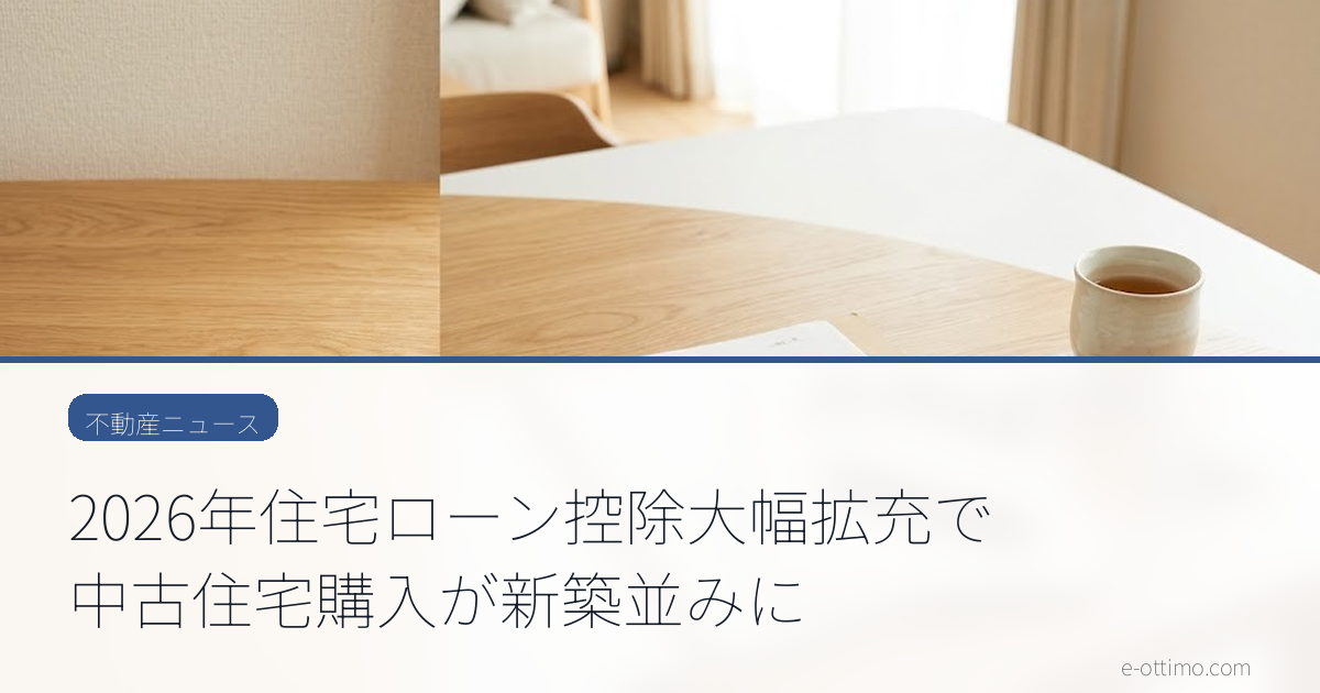 2026年住宅ローン控除大幅拡充で中古住宅購入が新築並みに